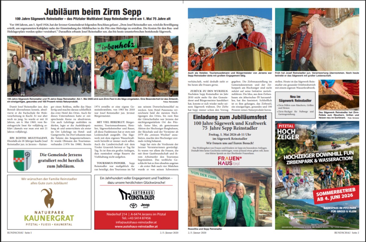 100 Jahre Sägewerk Reinstadler
